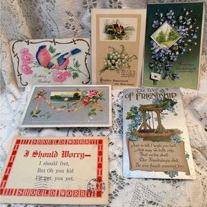 Antique Floral & Sentiment Postcard Lot - Multi Color